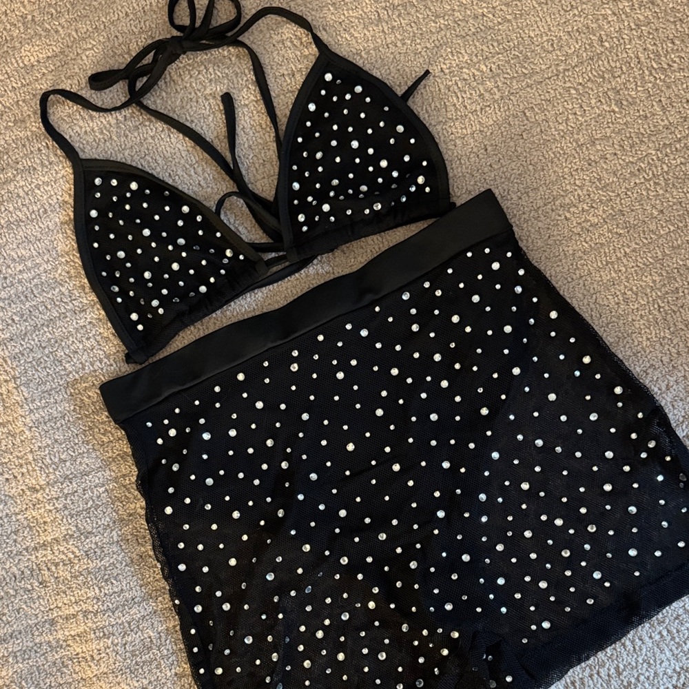 Black Set with Rhinestones